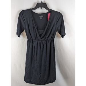 Ingrid & Isabel Baby Doll Nursing Shirt Tunic Black XS Maternity Elbow VNeck Top